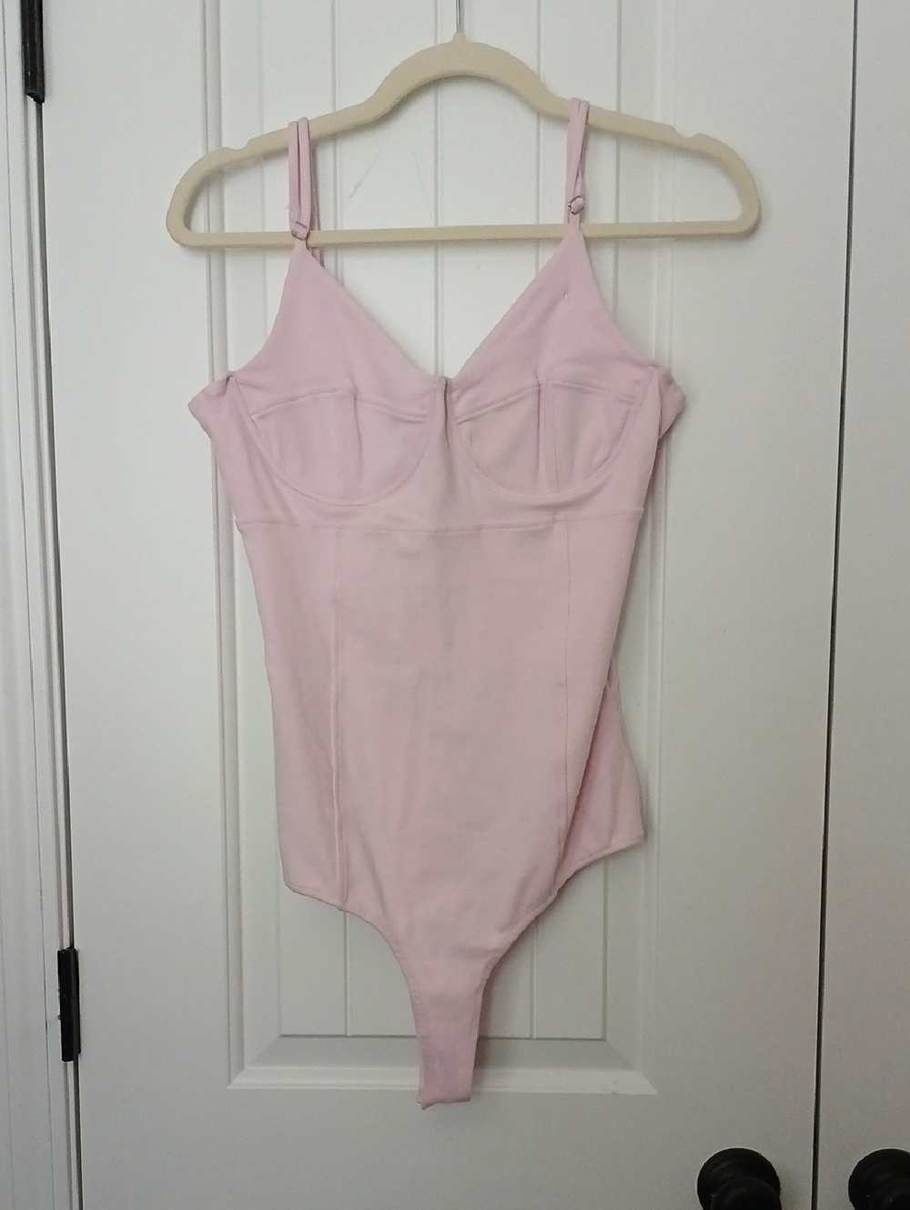☀️☀️Steve Madden Pale Pink Bustier-Style Bodysuit with Adjustable Straps